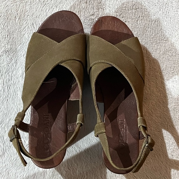 Cordani Josie Olive Green Suede Leather Wedge Platform Sandals - Picture 8 of 13